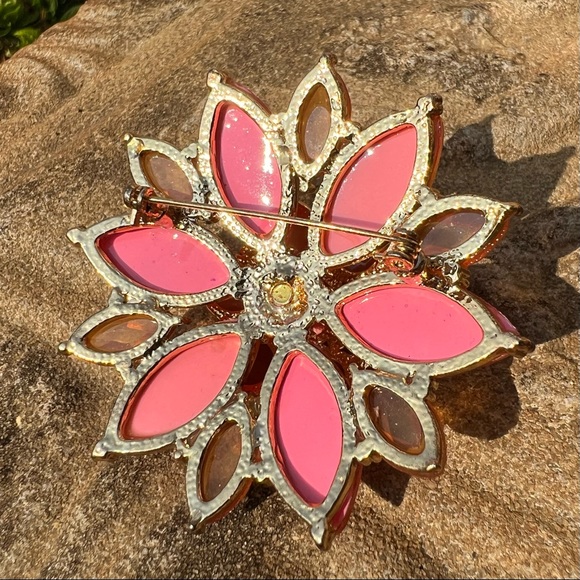 Large peach and amber brooch - Picture 7 of 7